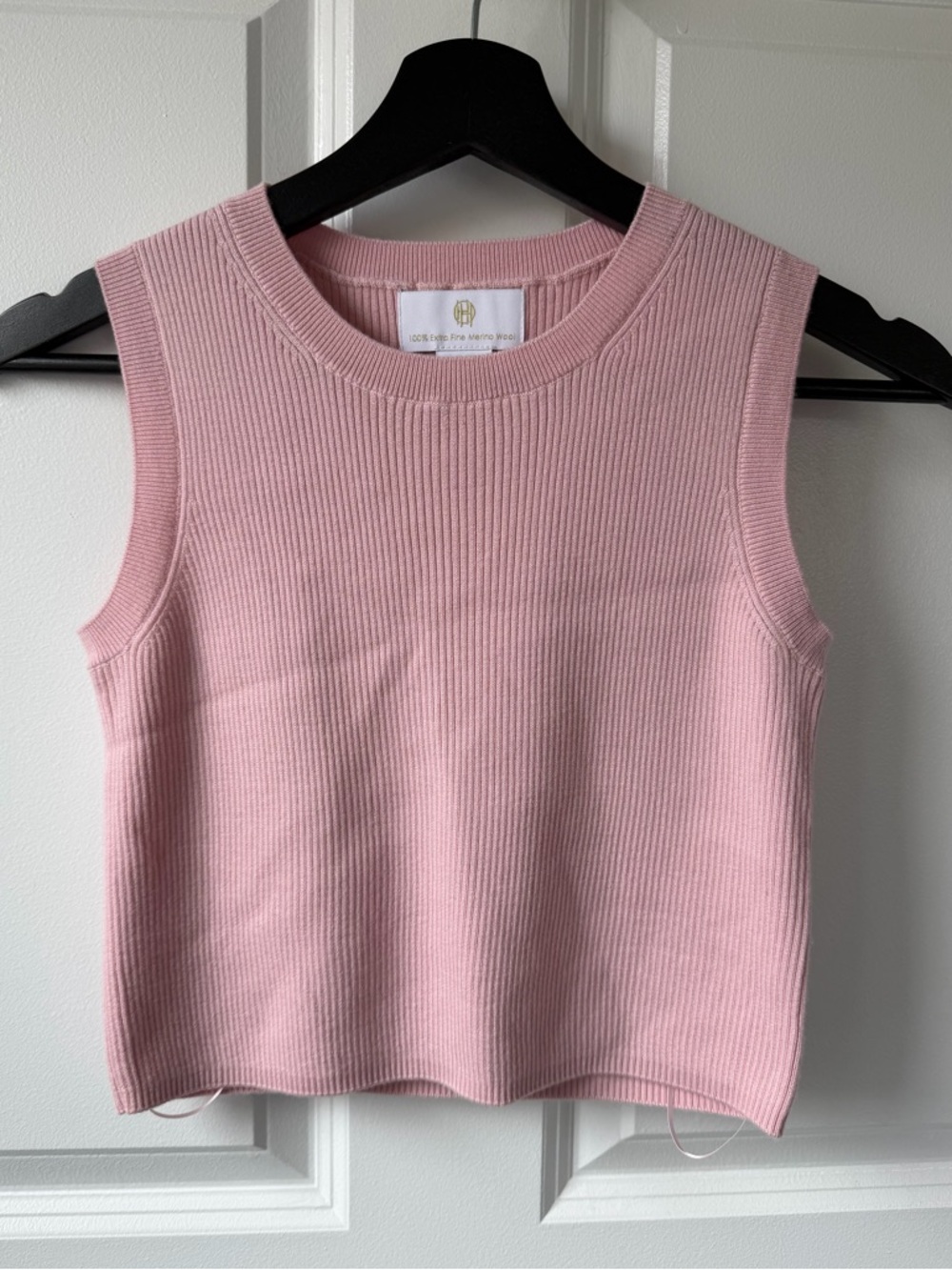 Cropped Merino Wool Pink Tank